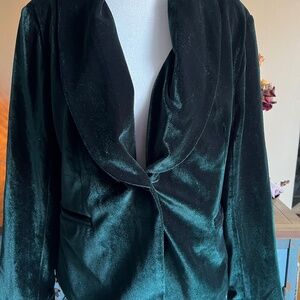 Allegra K Deep Green Velvet Blazer